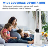 Evaporative Air Cooler, Bladeless Fan with 3 Speeds, Remote Control, Night Light, Electric Purifying Fan Suitable for Indoor Home Large Room Bedroom Office Use 2.5L