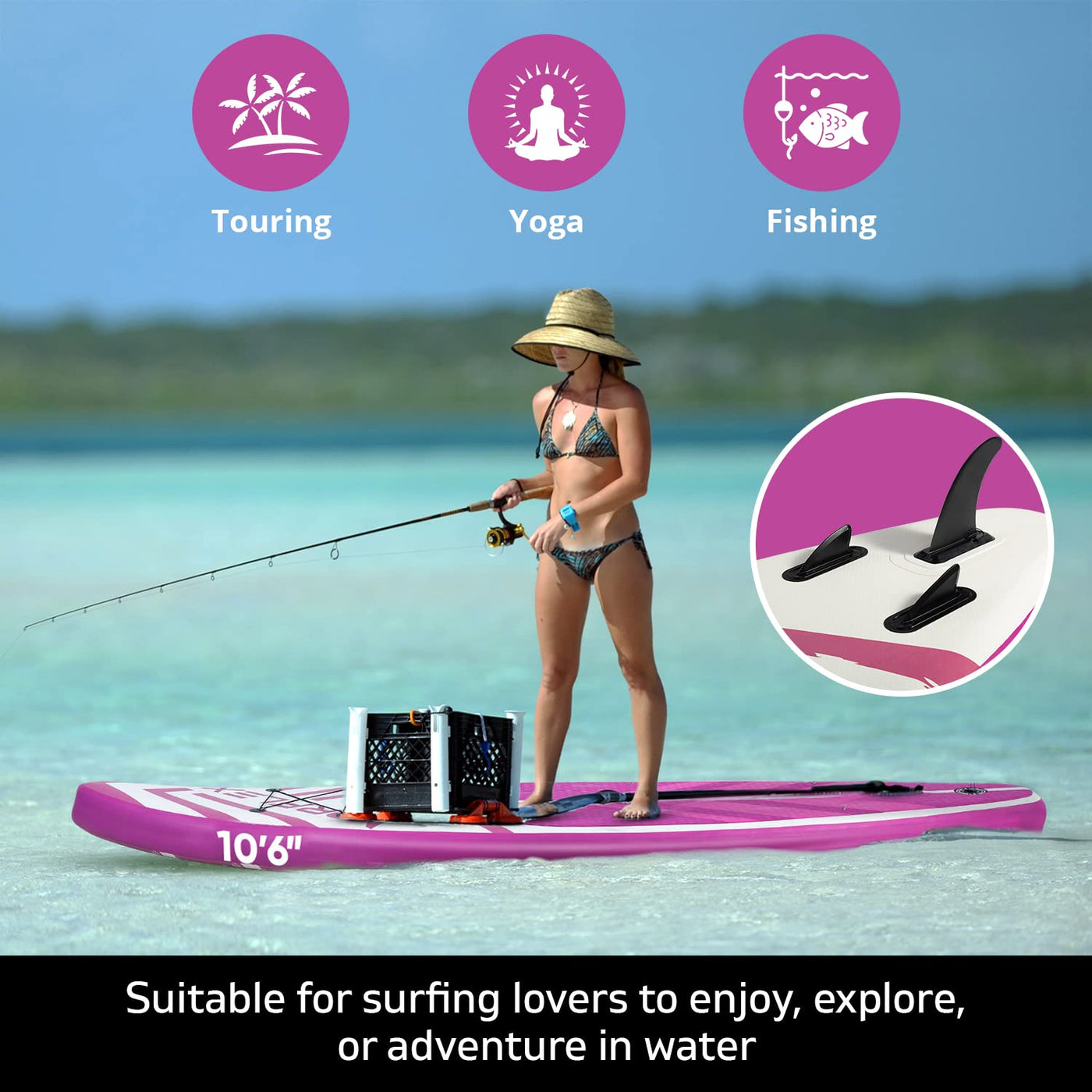 10 ft 6 in Inflatable Stand-Up Paddle Board Bundle – Pink
