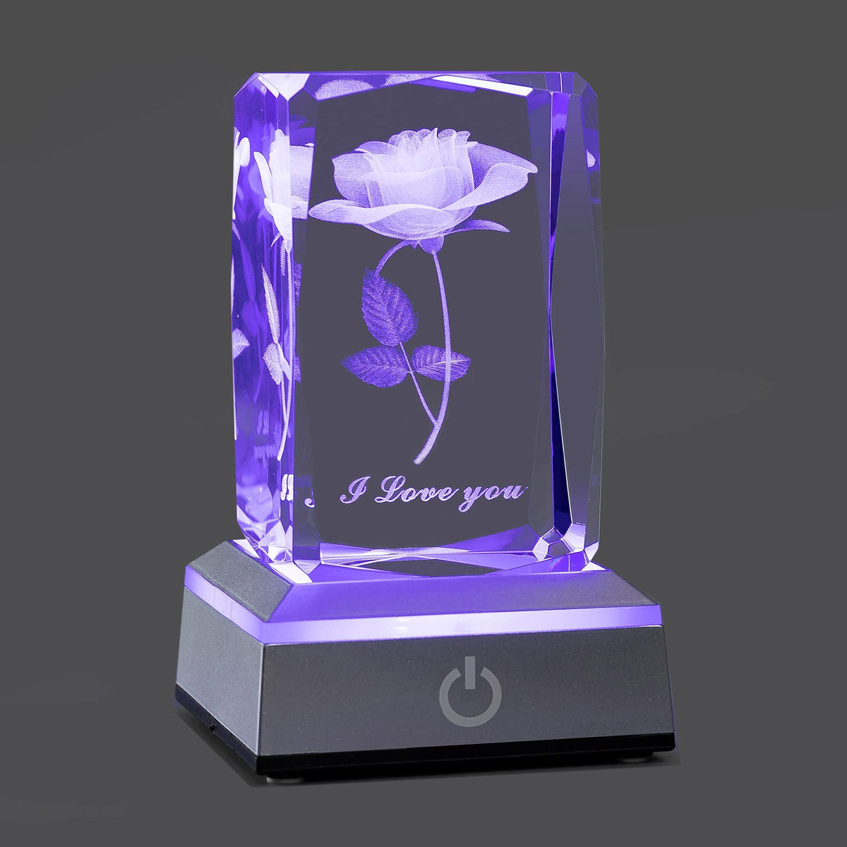 ‘I Love You’ 3D Crystal Rose Colour-Changing LED Lamp