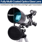 Telescope, 70mm Aperture 400mm AZ Mount Astronomical Telescope for Astronomy Beginners Kids Adults - Portable Travel Telescope with Carry Bag Upgraded Tripod and Phone Holder for Photography