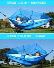 Camping Hammock with Zippered Mosquito Net – Blue