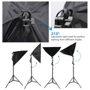 3-Softbox Continuous Lighting Kit with Boom Arm