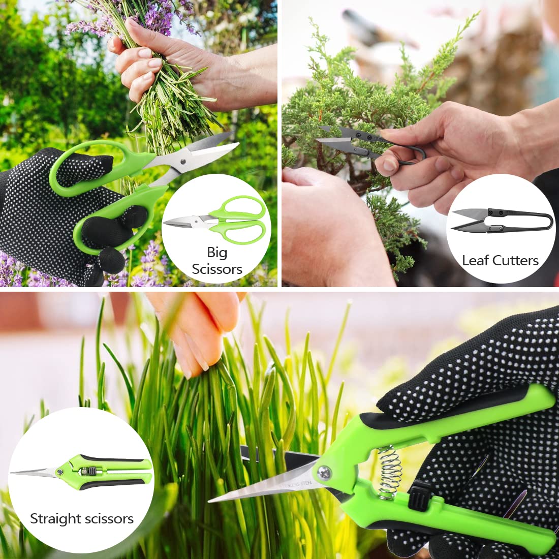 Bonsai Tools Kit, 21 Pcs Gardening Trimming Tools Set Include Pruning Shears, Scissors, Mini Rake, Round and Pointed Shovel &Bonsai Wire, Zip Storage PU Leather Bag,Gardening Gifts for Women,Men