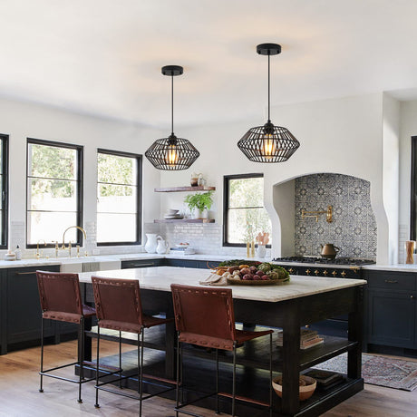 Modern Black Pendant Light, Industrial Pendant Light Fixture, Adjustable Metal Hanging Pendant Lights, Farmhouse Pendant Lighting for Kitchen Island, Hallway