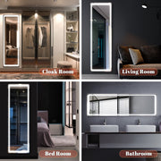 LED Floor Mirror, Wall Mounted Hanging Mirror with Lights, LED Lighted Full Body Dressing Mirror, Large Vanity Mirror for Bedroom 160 x 50 cm