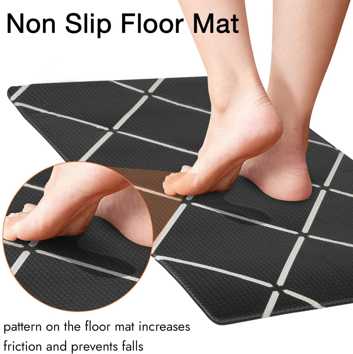 Black Waterproof Anti-Fatigue Kitchen Mat