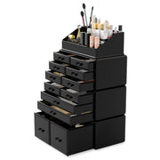 Readaeer Black 12-Drawer Makeup Organiser with 16 Compartments