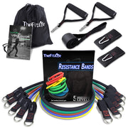 Exercise Resistance Bands with Handles - 5 Fitness Workout Bands Stackable up to 110 - 150 lbs, Training Tubes with Large Handles, Ankle Straps, Door Anchor Attachment, Carry Bag