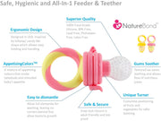 Baby Food Feeder/Fruit Feeder Pacifier (2 Pack) - Infant Teething Toy Teether in Appetite Stimulating Colors | Bonus Includes Silicone Sacs