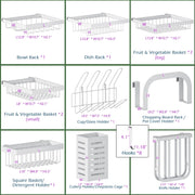 86–113 cm White 3-Tier Over-Sink Dish Drying Rack