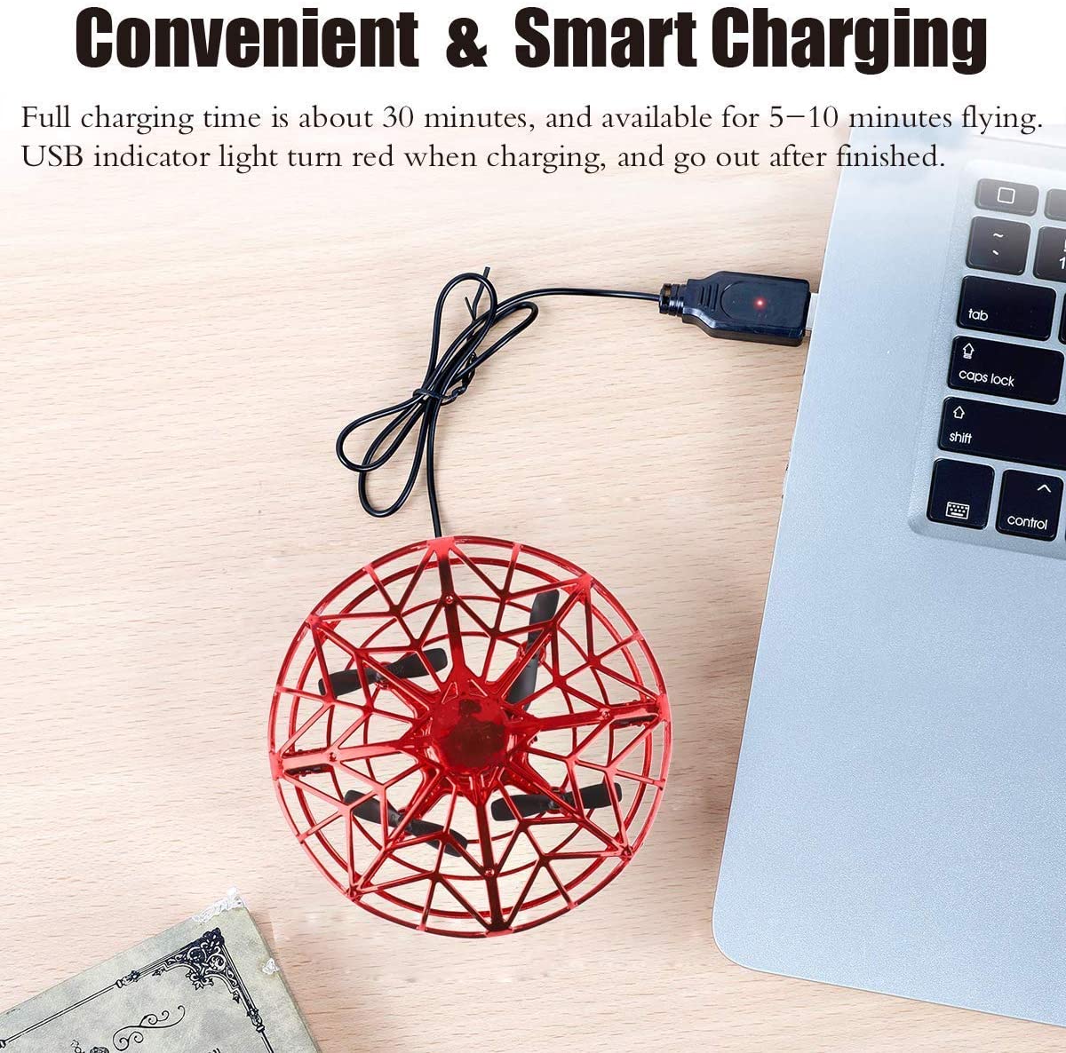 Hand Operated Drones for Kids or Adults - Air Magic Scoot Hands Free Mini Drone Helicopter, Easy Indoor UFO Flying Ball Drone Toys for Boys or Girls (RED)