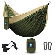 Single 210D Nylon Camping Hammock – Olive & Dark Khaki