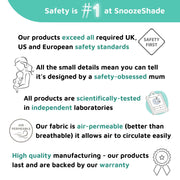Universal Baby Pram & Stroller Sunshade (6m+) | UV Cover & Mosquito Net for Baby Strollers | Blocks up to 97.5% UV (UPF40+) | Portable Blackout Blind to Help Baby Sleep | SnoozeShade Plus Deluxe