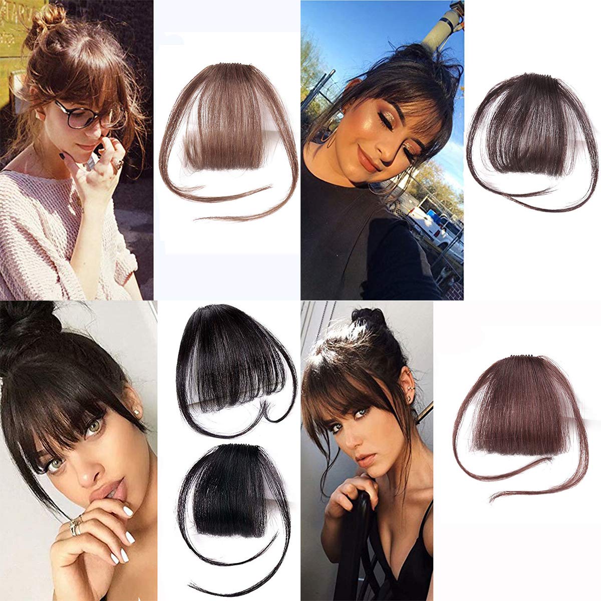 Dark-Brown Clip-In Fringe with Side Sections