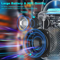 AURTEC White Portable Karaoke Speaker with 2 Wireless Microphones