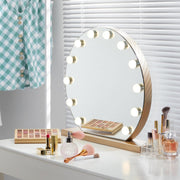 YOKUKINA 20-Inch Hollywood Vanity Mirror with 12 LEDs – Gold