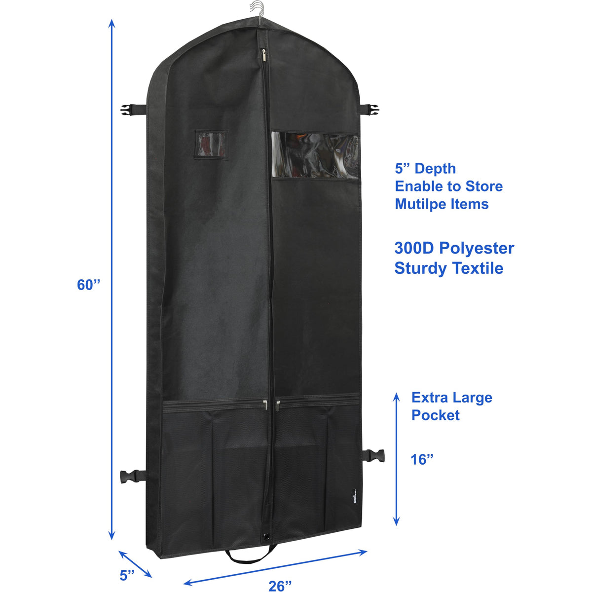60-Inch Extra-Wide Garment Bag with Accessory Pockets
