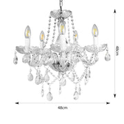 Modern Crystal Chandelier 5 Lights Candle Farmhouse Pendant Light Fixture L48xW48cm Luxury Glass Ceiling Lights Vintage Chandeliers for Dining Room Living Room Kitchen Bedroom Bulbs Included