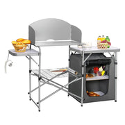 Costway Folding Camp Kitchen with Windscreen & Zippered Storage