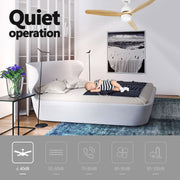 Wood Ceiling Fan Light Cooling With Remote Control LED Quiet Bedroom Living Room Modern 3 Blades 5 Speed Reverse Motor 3 Timers 52 Inch Nature Colour