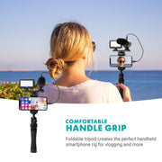 Vlogging Kit for iPhone - Lightning Compatible Video Vlog Kit - Accessories: Phone Tripod, Phone Mount, LED Light and Shotgun Microphone - for YouTube Starter Kit or iPhone Vlogging Kit