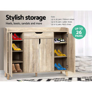 Artiss Shoe Cabinet with 3 Compartments & Drawer – Up to 26 Pairs
