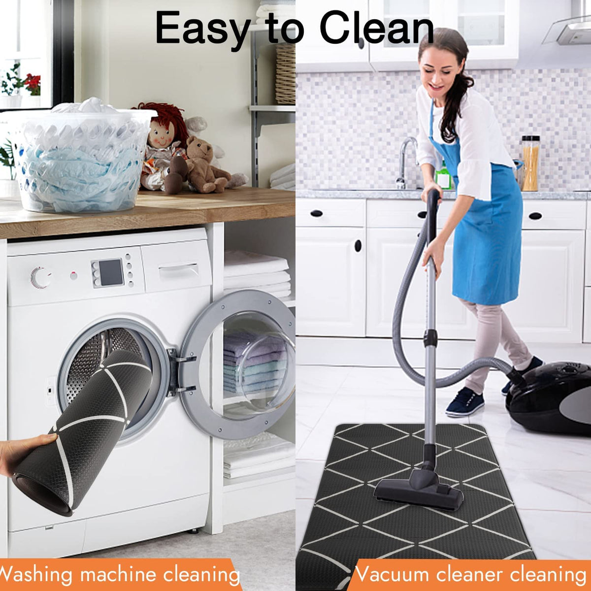 Black Waterproof Anti-Fatigue Kitchen Mat