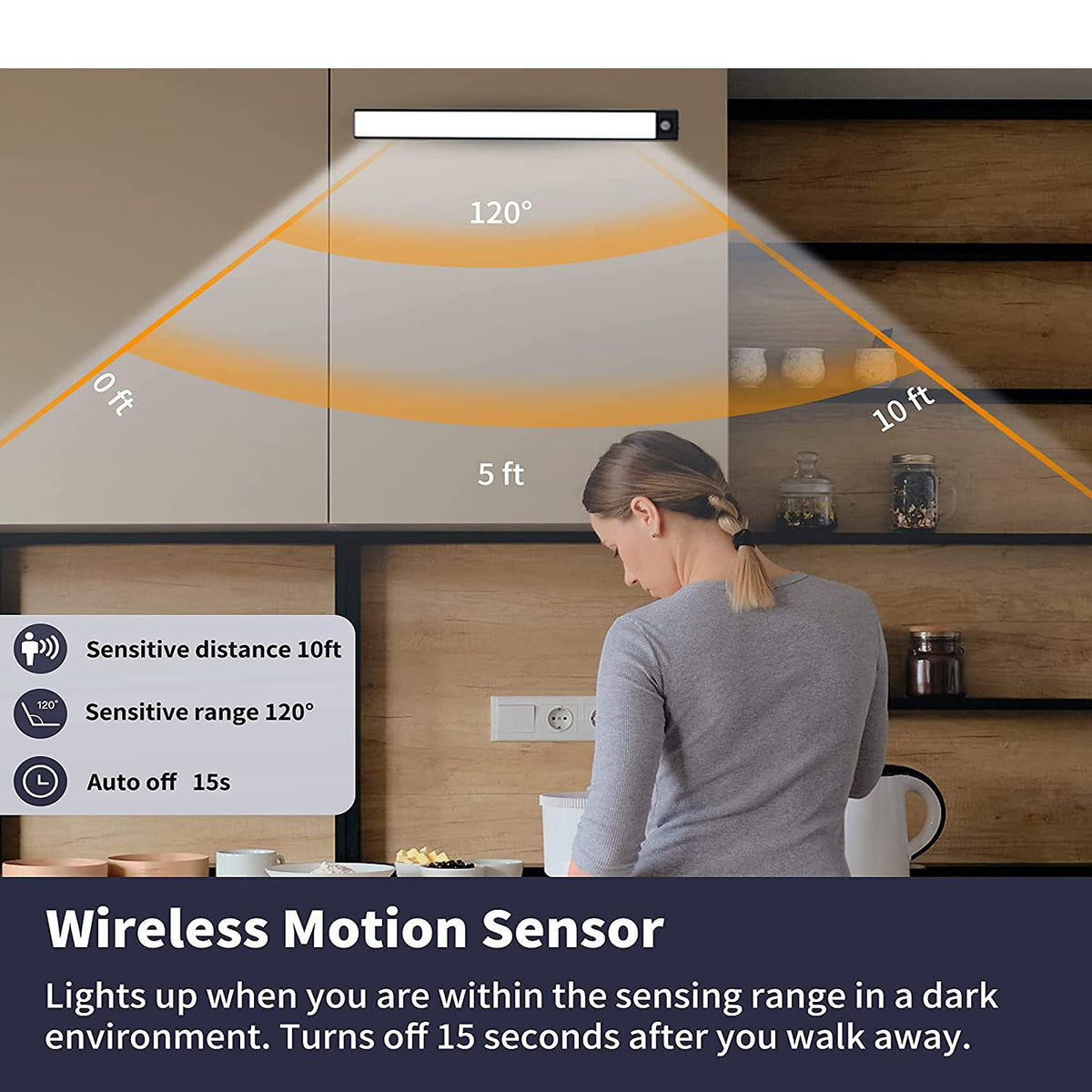 40cm Rechargeable Motion-Sensor Cabinet Light – 69 LED