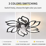Low Profile Ceiling Fans with Lights, Modern Dimmable Flower Shape Ceiling Light Fan with Remote Control/app Control,Timing 6 Gear Speeds Fan Ceiling Lamp.