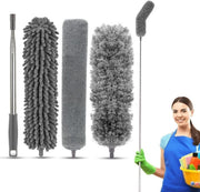 100-Inch Telescopic Microfibre Duster Set with 3 Heads