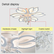 Dimmable Modern Ceiling Light, 56W LED Flower Ceiling Lamp, White Acrylic Flower Light Fixture, 6-Head Flush Mount Chandelier Ceiling with Remote, Ideal for Bedroom Kitchen Dining Room Lighting