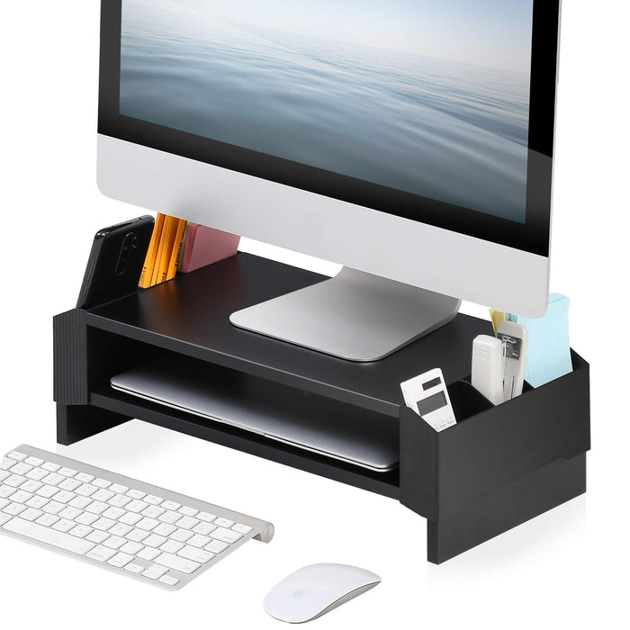 2-Tier Monitor Riser with Side Organiser – 45cm