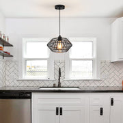 Modern Black Pendant Light, Industrial Pendant Light Fixture, Adjustable Metal Hanging Pendant Lights, Farmhouse Pendant Lighting for Kitchen Island, Hallway