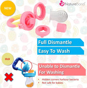Baby Food Feeder/Fruit Feeder Pacifier (2 Pack) - Infant Teething Toy Teether in Appetite Stimulating Colors | Bonus Includes Silicone Sacs
