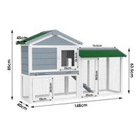 Two-Level Timber Small-Animal Hutch with Ramp & Sliding Tray – 145.5 cm