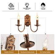 Wall Lights 2 Metal Wall Sconce Vintage French Country Wall Lamp E14 Bronze Suitable for Bedroom Bedside, Hallway, Fireplace, Aisle, Foyer, Living Room (2 Packs)