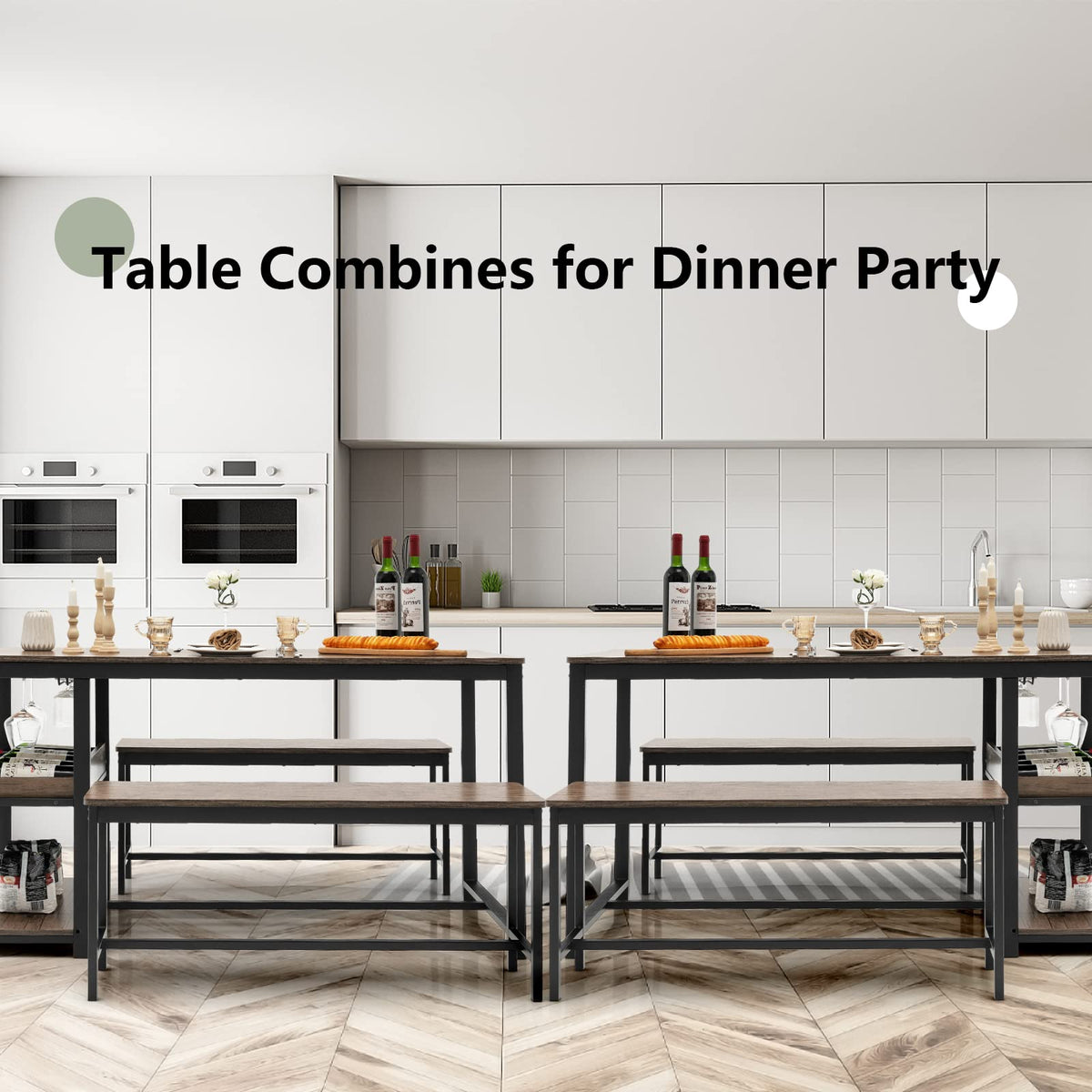 3-Piece Dining Set with Wine Rack & Glass Holder