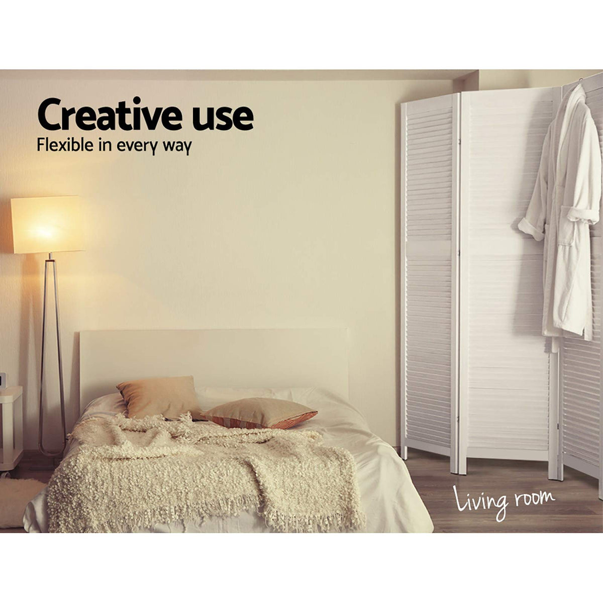 3-Panel Paulownia Wood Folding Room Divider