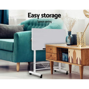 Mobile Adjustable Bedside Laptop Table – White or Light Wood