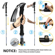 Collapsible Aluminium Trekking Poles with All-Terrain Tip Kit
