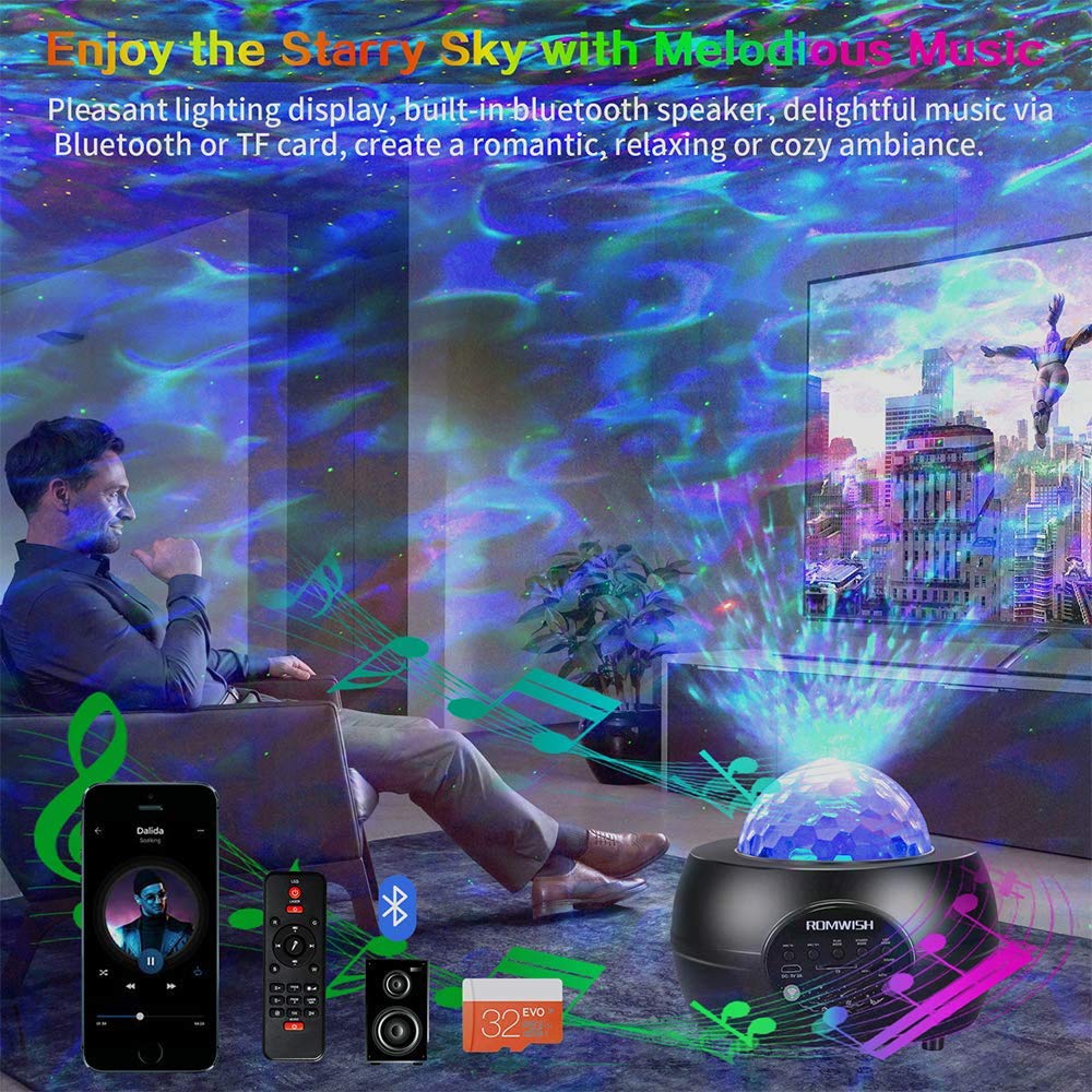 LED Galaxy Projector Light for Kids with Remote Control, Built-in Music Player & Timer Function