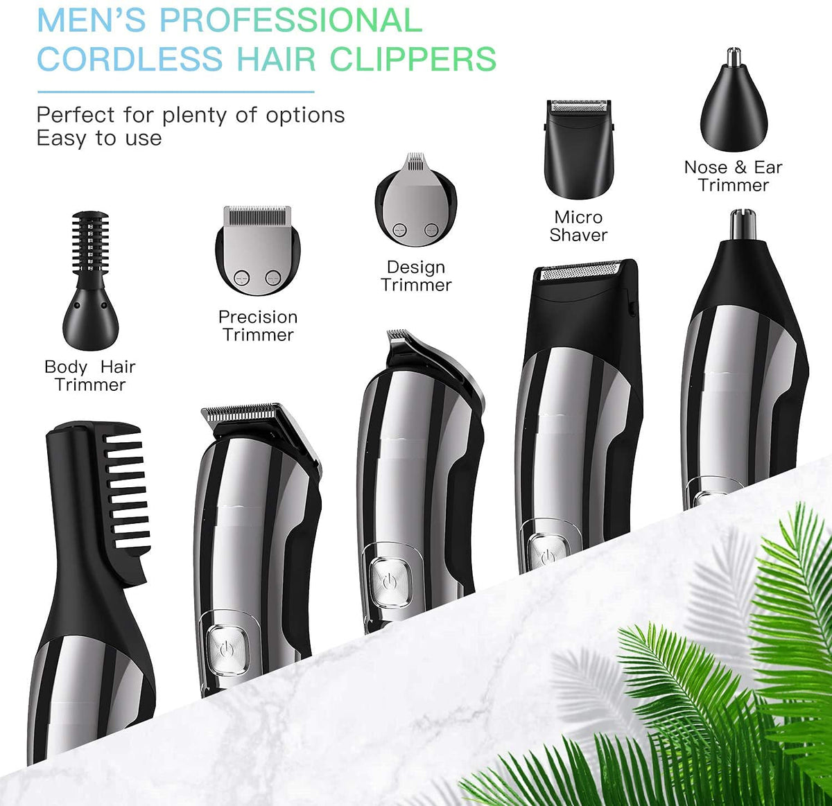 Beard Trimmer, Cordless Hair Clippers Hair Trimmer for Men, Waterproof Body Mustache Nose Ear Facial Cutting Groomer, Electric Shaver All in 1 Grooming Kit, USB Rechargeable & LED Display