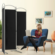 221 × 188 cm 4-Panel Black Fabric Room Divider