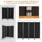 221 × 188 cm 4-Panel Black Fabric Room Divider