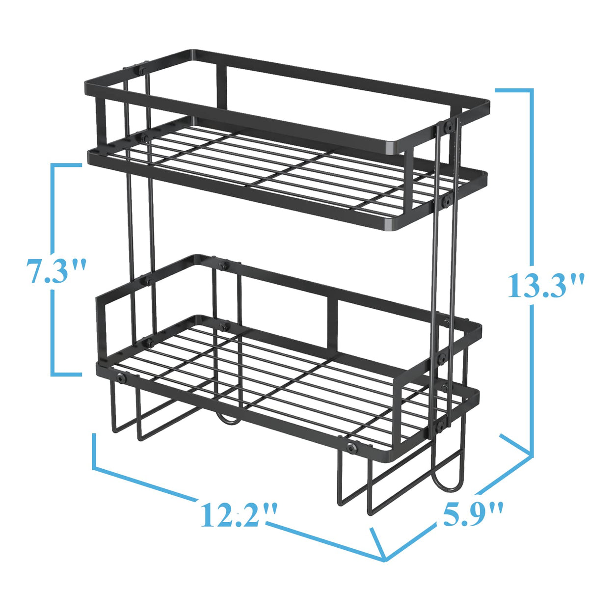 2-Tier Bathroom Over The Toilet Storage Shelf, Bathroom Storage Organizer with Toilet Paper Holder, Space Saver,Black