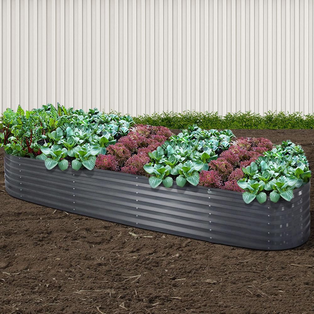 Oval Galvanised-Steel Raised Garden Bed