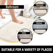 PrinceDeco Bathroom Rugs Bath Mats for Bathroom Non Slip Chenille Bathroom Rug Mat and Absorbent Shaggy Rugs Washable Dry Fast Plush Area Carpet Mats - (2 PCS - 51cm x 81cm / 43cm x 61cm), Ivory