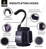 Weight Lifting Hooks Grip (Pair) - 8 mm Thick Padded Neoprene, Double Stitching, Non-Slip Resistant Coating – Secure Your Grip and Reach Your Goals with Premium Workout Hook Gloves.
