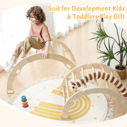 Kids Climber Arch Rocker with Cushion Pad Black，Montessori Climber Indoor Climbing Toys for Kids, Arch Climber Wooden Indoor Playground for Climbing (Small Arch Climbing with Cushion)