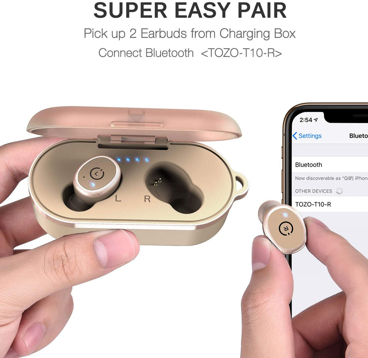 TOZO T10 Bluetooth 5.0 Wireless Earbuds with Wireless Charging Case IPX8 Waterproof TWS Stereo Headphones in Ear Earphones Built in Mic Headset Premium Sound with Deep Bass for Sport Khaki